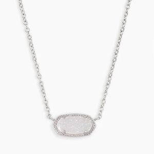 Kendra Scott Silver Necklace/white glitter stone